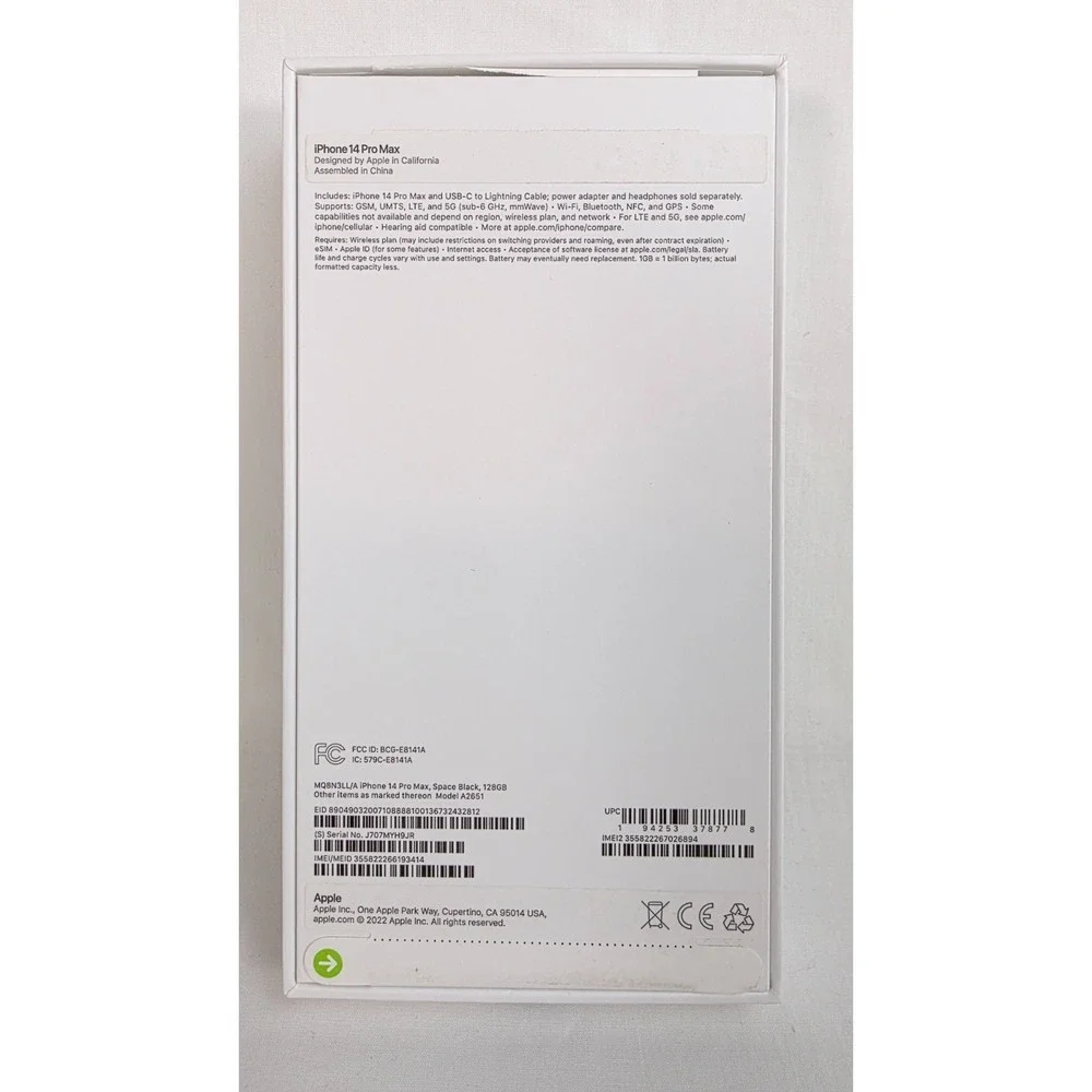 Apple iPhone 14 Pro Max Space‎ Black Original Empty BOX ONLY Genuine